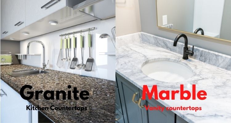 granite or marble countertops